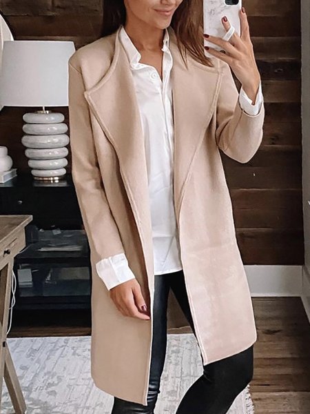 

Women's Casual Long Sleeve Solid Color Outerwear, Khaki, Coats