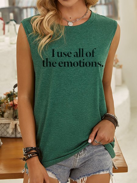 

I Use All Of The Emotions Print Tank Top, Darkgreen, Tank Tops