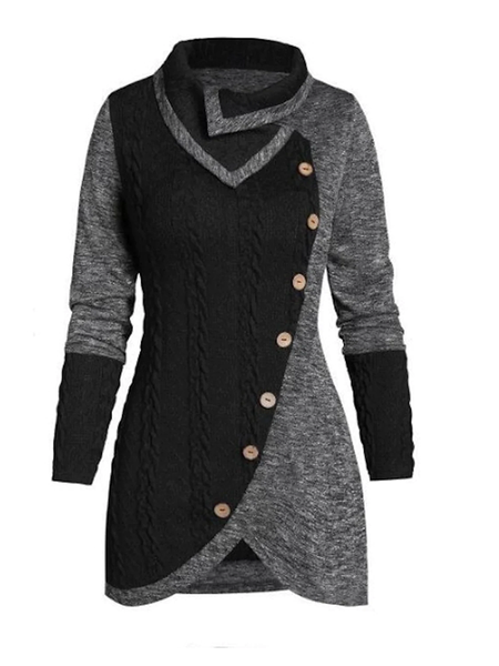 

Long Sleeve Casual Color Block Shirts & Tops, Gray, Tops