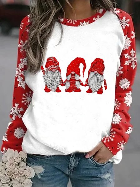 

Christmas Printed Long Sleeve Crew Neck Casual Sweatshirt, Red, Hoodies & Sweatshirts
