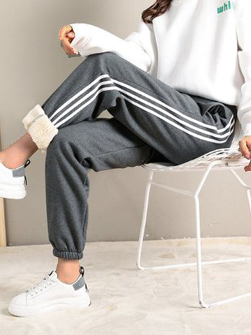 

Cotton Blends Daily Pants, White-gray, Pants