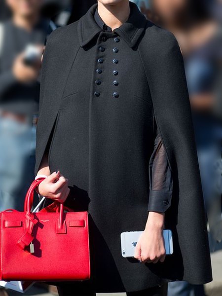 

Regular Fit Lapel Solid Coat, Navyblue, Coats
