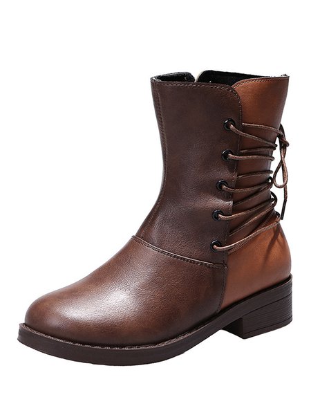 

Retro Simple Stitching Lace-up Classic Classic Classic Boots, Light brown, Boots