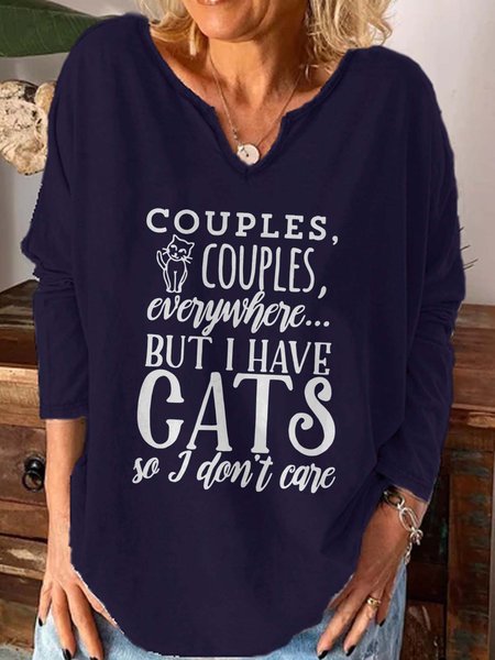 

Couples Everywhere But I Have Cats So I Don't Care Casual Shirts & Tops, Purplish blue, Hoodies&Sweatshirts