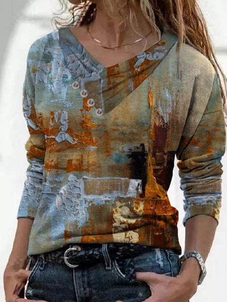 

Cotone miscele Vacanza Geometrico Top, Come immagine, T-Shirts