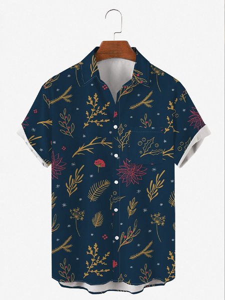 

Short Sleeve Outdoor Shirts & Tops, As picture, Men's Floral shirt