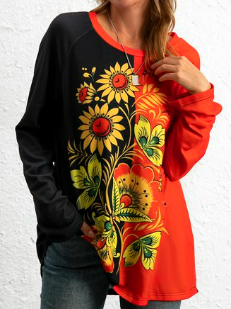 

Floral Shirts & Tops, Red, T-Shirts