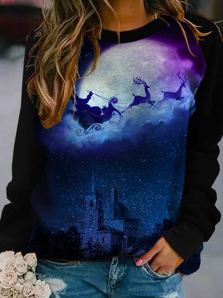

Christmas night looking up, women's sweatshirt, Black, Hoodies&Sweatshirts