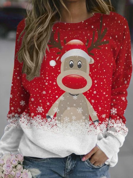 

Casual Christmas Snowman Sweatshirt, Red, Hoodies&Sweatshirts