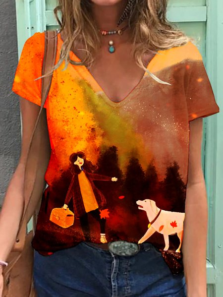 

Outing with your dog in autumn Women's sweatshirt, Yellow, T-shirts