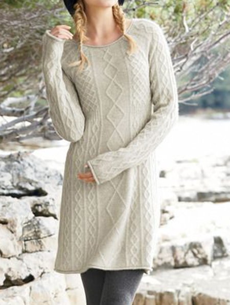 

Casual Guipure Wool/Knitting Dresses, Apricot, Mini Dresses