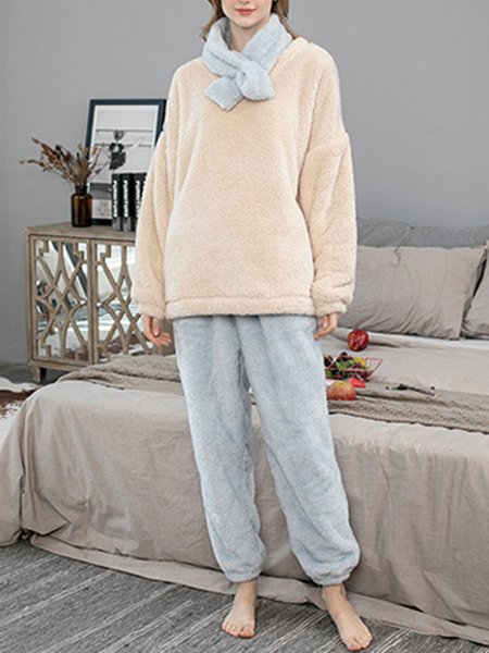 

Casual Plain Cotton Blends Suits, Blue, Suit Set