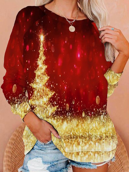 

Shiny Christmas Tree Women's Sweatshirt, As picture, Hoodies&Sweatshirts