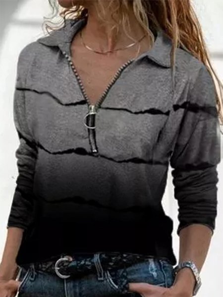 

Lapel Striped Sweatshirts, As picture, Hoodies & Sweatshirts