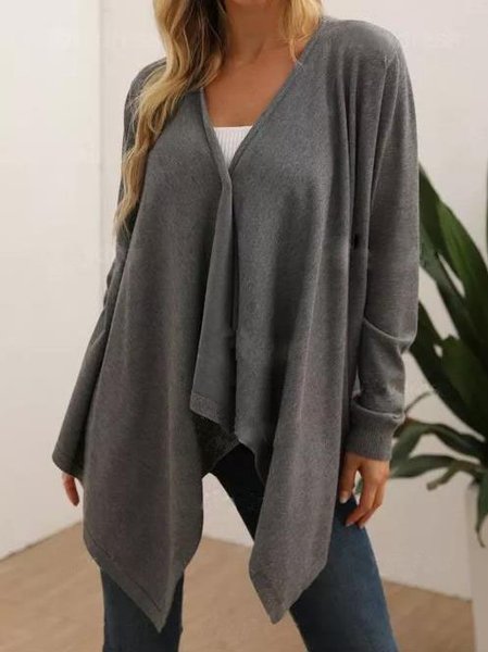 

Irregularity Long Sleeve Casual Outerwear, Gray, Cardigans