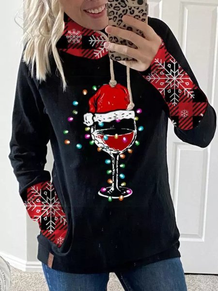 Christmas Casual Printed Long Sleeve Sweatshirt, As picture, T-Shirts