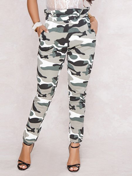 

Regular Fit Long Camo Casual Pants, Camouflage, Skinny Leg Pants