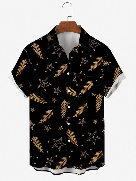 

Shirt Collar Short Sleeve Vintage Shirts & Tops, As picture, Men's Floral shirt
