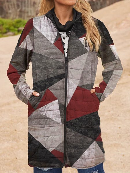 

Loosen Casual Cotton Outerwear, Red, Outerwear