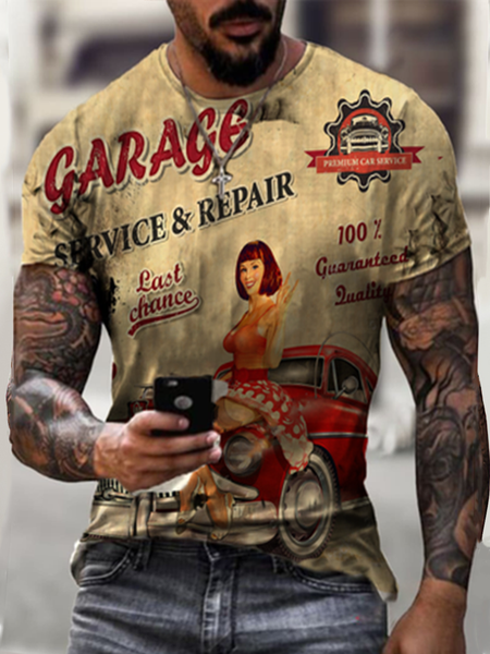 

Short Sleeve Crew Neck Shirts & Tops, As picture, Men's t-shirts