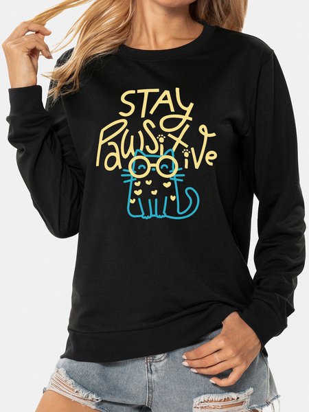 

Unocis Fun Printed Crew Neck Sweatshirt, Black, Sweatshirts