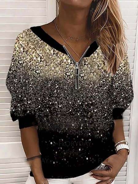 

Vintage Crew Neck Loosen Long Sleeve Tops, Multicolor, Long sleeve tops
