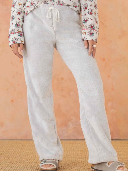 

Thickened Arctic velvet warm high elastic slacks, White, Pants