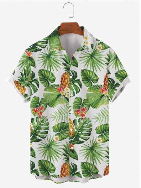 

Vacation Short Sleeve Shirts & Tops, Green, Men's Floral shirt