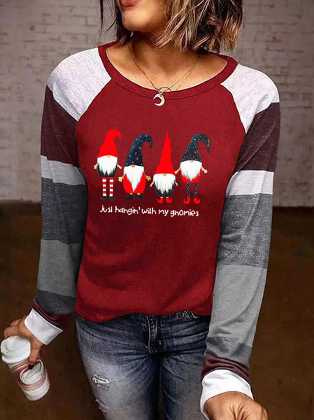 

Crew Neck Casual Loosen Shirts & Tops, Red, Tops