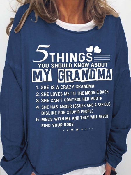 

Five Things You Should Know About My Grandma Crew Neck Sweatshirts, Deep blue, Hoodies&Sweatshirts