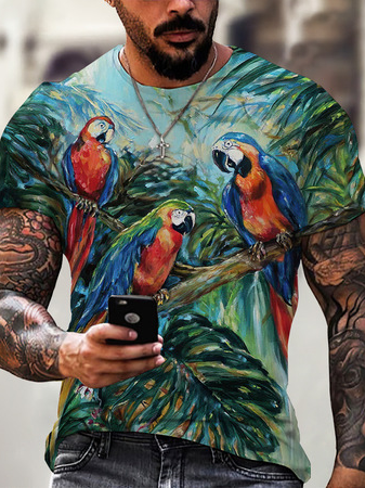 

Casual Crew Neck Cotton Shirts & Tops, As picture, T-shirt