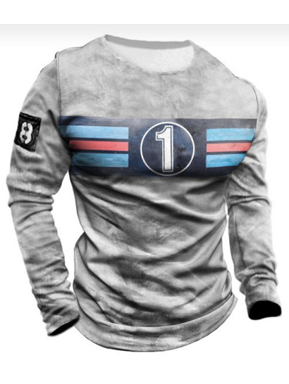 

Crew Neck Casual Long Sleeve Shirts & Tops, Light gray, T-shirt