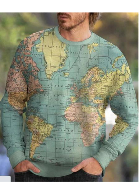 

Long Sleeve Vintage Sweatshirt, Green white, Sweater