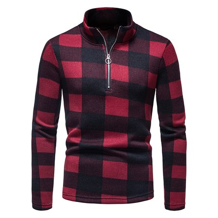 

Casual Cotton Stand Collar Sweater, Red, Sweater