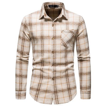 

Cotton Shirt Collar Long Sleeve Shirts & Tops, Khaki, Jacket