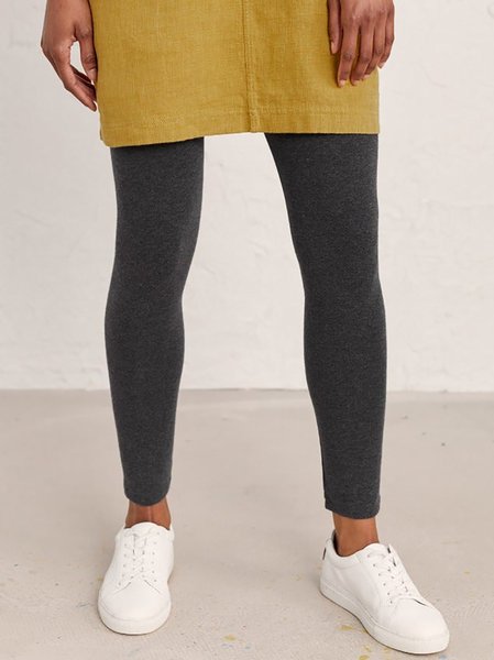 

Gray Solid Color Casual Leggings, Leggings