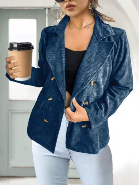 

Raglan Sleeve Basics Lapel Outerwear, Purplish blue, Jackets