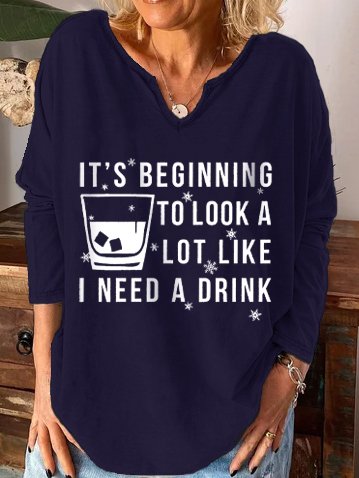 

Beginning To Look Like I Need A Drink Letter Regular Fit V Neck Sweatshirt, Dark blue, Hoodies&Sweatshirts