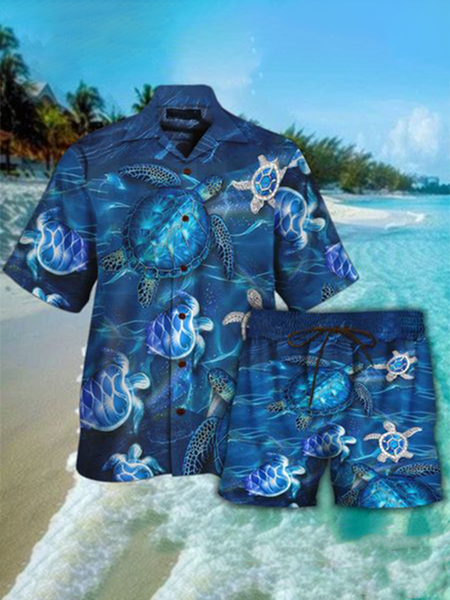 

Casual Short Sleeve Animal Suits, As picture, Men's sets