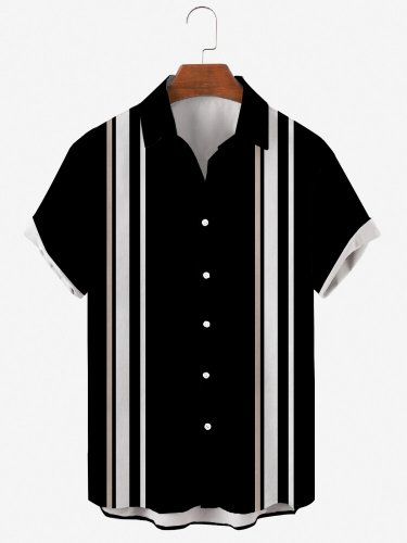 

Basics Striped Shirt Collar Shirts & Tops, Black, Men's Floral shirt