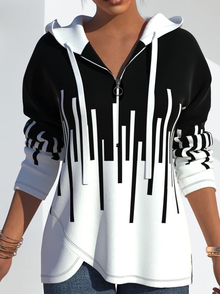 

Geometric Casual Hooded Sweatshirt, Black-white, Sweatshirts & Hoodies