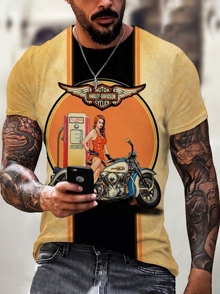 

Cotton Blends Casual Short Sleeve Shirts & Tops, Color1, Men's t-shirts