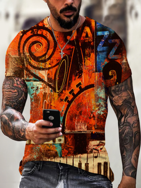 Casual Short Sleeve T-shirt, As picture, Men's t-shirts