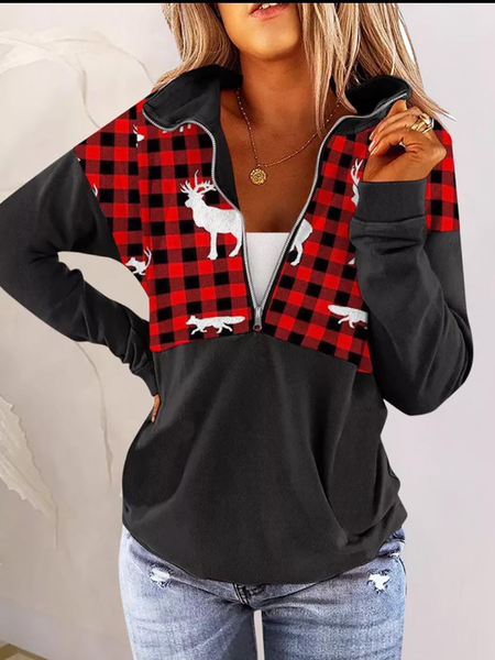 

Plus size Plaid Christmas Casual Sweatshirt, Red, Hoodies & Sweatshirts