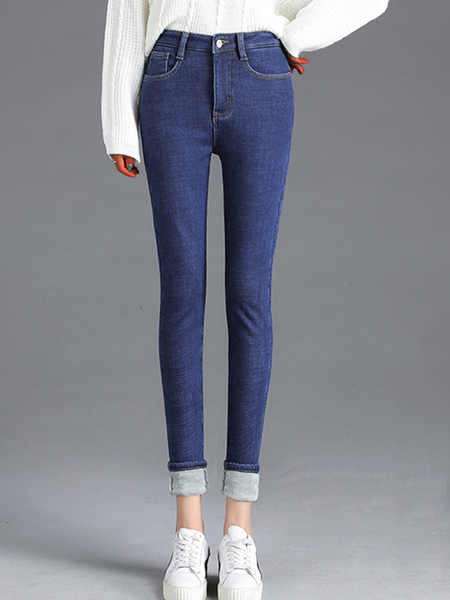 Casuale Denim Solido Pantaloni, Pants