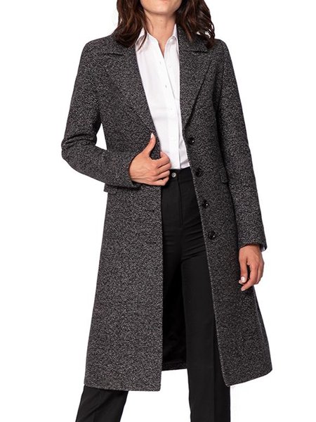 

Lapel Solid Regular Fit Long sleeve Outerwear, Gray, Coats