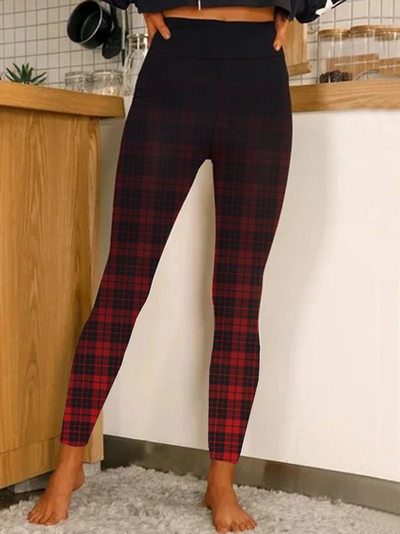 

Gradient Red Grid Leggings Yoga Pants, Leggings