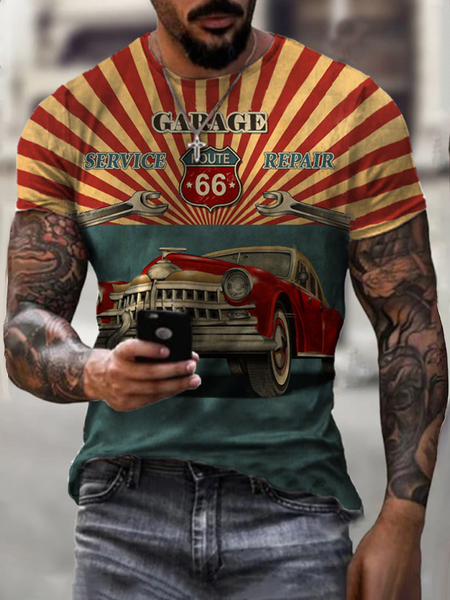 

Crew Neck Printed Vintage Shirts & Tops, Multicolor, Men's t-shirts