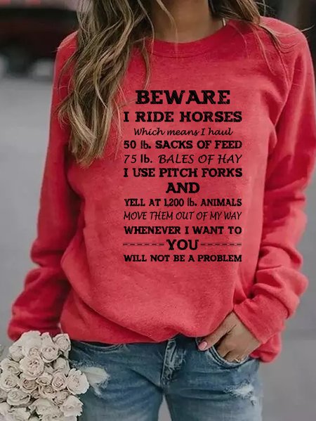 

Beware I ride Horses Sweatshirt, Red, Hoodies&Sweatshirts