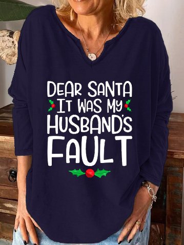 

It Was My Husband's Fault Print Shirts & Tops, Purplish blue, Hoodies&Sweatshirts